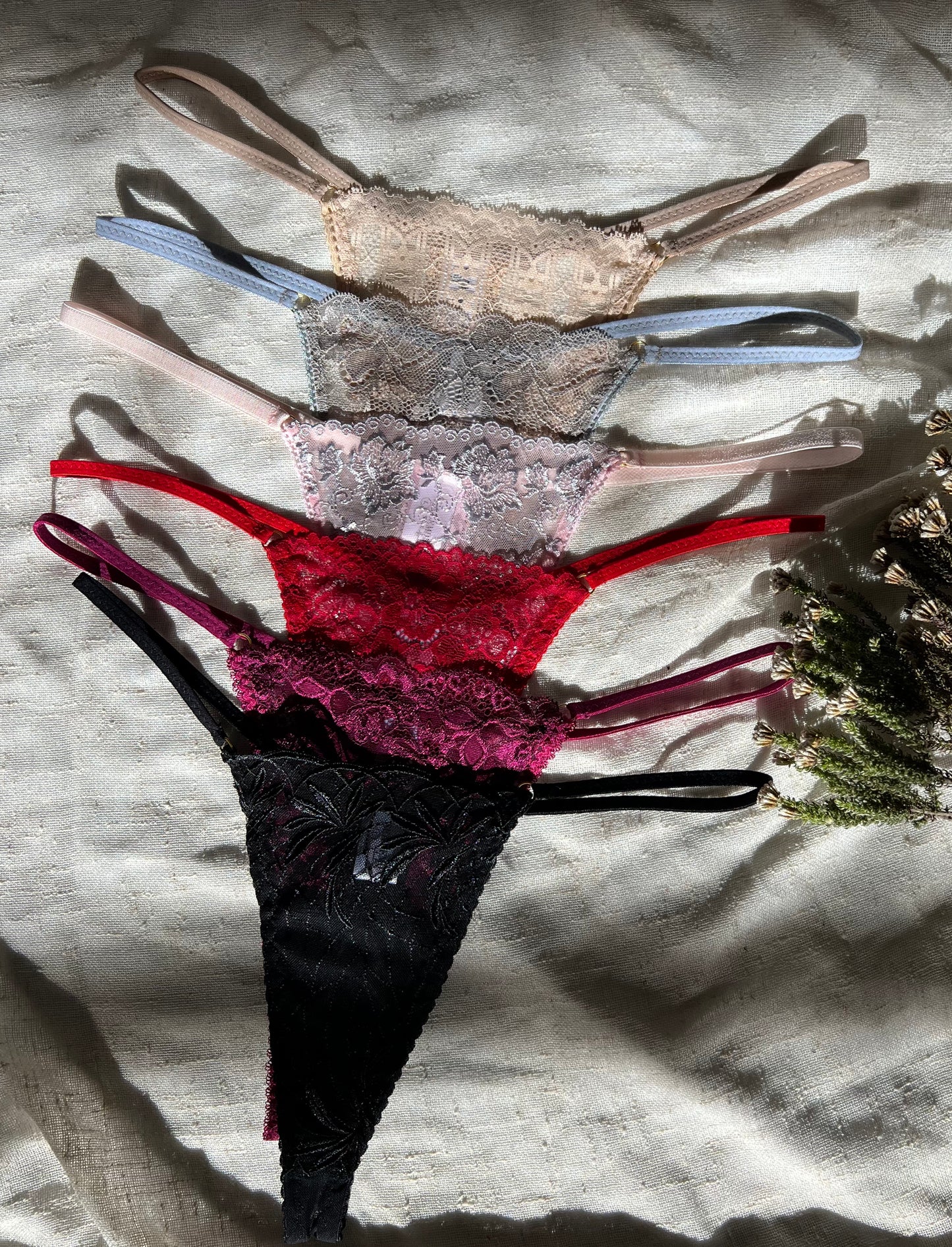 Panty Party Lace G-String Set (4–6 Pack) | Handmade Lingerie